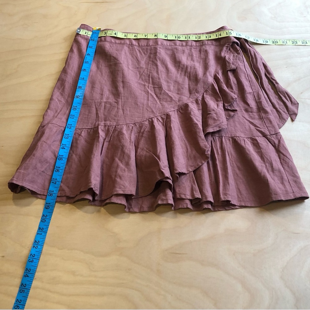 Free People Ruffle Wrap Mini Skirt Size 10 - Picture 7 of 7